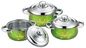 6 pcs cookware set red + flower &amp;cookwere set stainless steel &amp;  16/18/20cm colorful stock  pot supplier