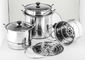 6L/10L/12L/16L 4pcs high quality stainless steel cookware set &amp; 24 /26/28/30cm cooking  pot &amp; 8pcs  410# stcok pot supplier