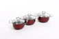 hot selling 6pcs cookware set with red color  &amp;16/18/20cm cooking pot &amp;16cm/18cm/20cm cookware set in  stainless steel supplier