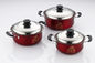 cookware set stainless steel &amp; cooking pot &amp; 16/18/20cm pot set &amp;red /orange color cookware set supplier