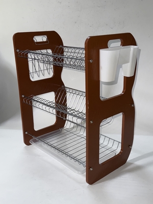 17pcs  3 layers  dish rack ,bowl drainer ,  Drain water ,with House shape ,stainless steel +pp ,16pcs to 22pcs dish supplier