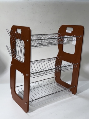 17pcs  3 layers  dish rack ,bowl drainer ,  Drain water ,with House shape ,stainless steel +pp ,16pcs to 22pcs dish supplier