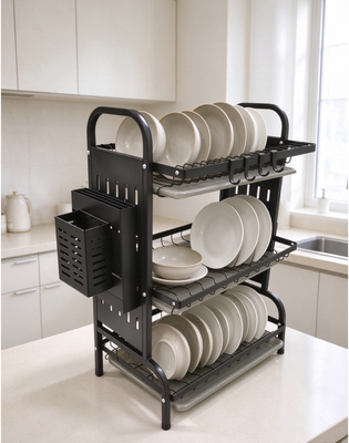 folding rack &Multifunctional drain rack & 43cm 2 layers and 3 layers iron gold and black drainer ,save space drainer Kitchen organizer ,iron material ,black ,gold ,green colour supplier