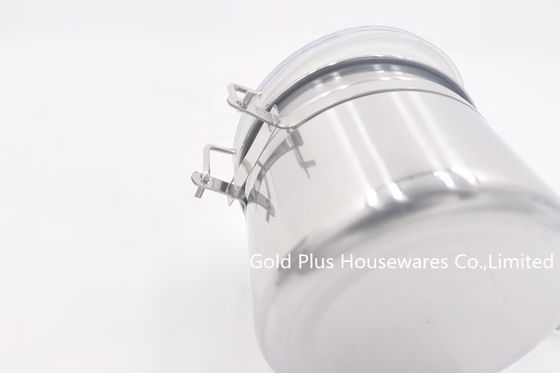 4pcs Kitchen organization metal steel candy can round shape food  jar with clip lid supplier