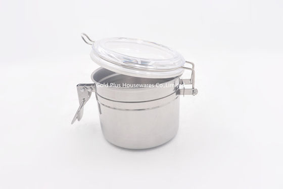 Set of 4 Refrigerator storage container stainless steel airtight canister with clamp coffee bean storage can supplier