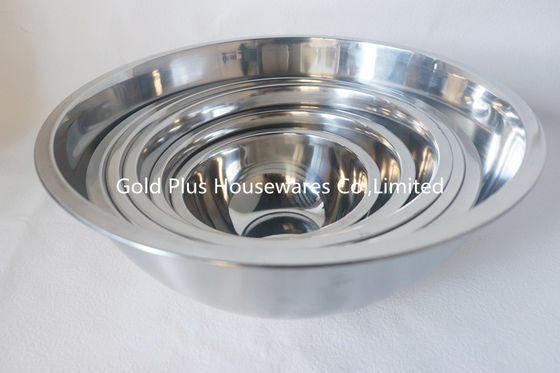 24cm Kitchen utensil soup deep basin mirror polishing 201 stainless steel round shape salad bowl supplier