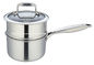 18cm Kitchenware 2-layer stainless steel saucepan milk pot factory silver one handle design steamer supplier