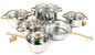 12pcs New arrival stainless steel double ear soup pot sets with glass lid cookware sets with fry pans supplier