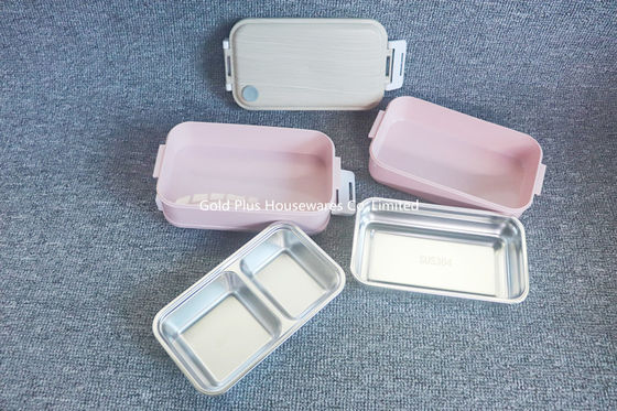 Two layers stainless steel leak proof bento box with 2 compartments environmental protection storage boxes supplier