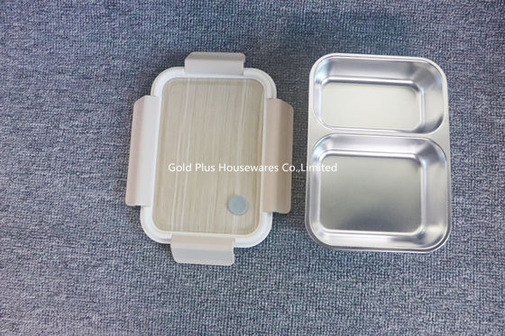 Kitchenware food grade 2 or 3 compartment food container stainless steel double layer leakproof bento box supplier