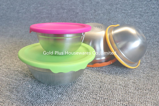 Kitchen dinnerware multicolor salad soup rice bowls stainless steel mixing bowl with plastic lids supplier