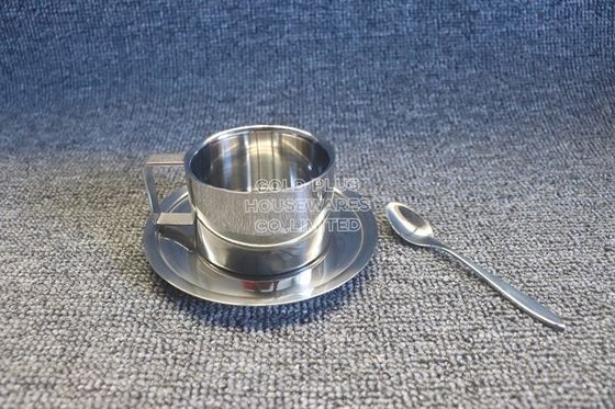 OEM hot sale in arabic cup 3pcs bulk turkish coffee cup set stainless steel tea cup gift set with long saucer dish supplier