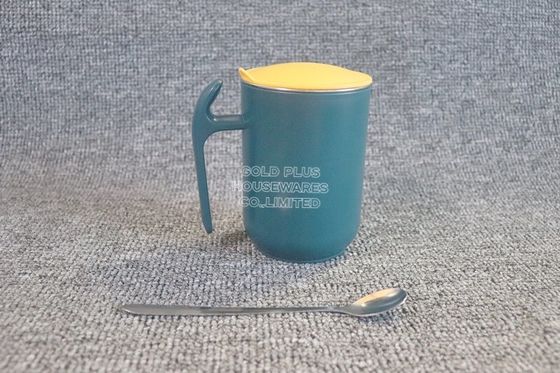 Cheap plain green coffee mug promotion double wall keep warm metal steel coffee mug with lid spoon supplier