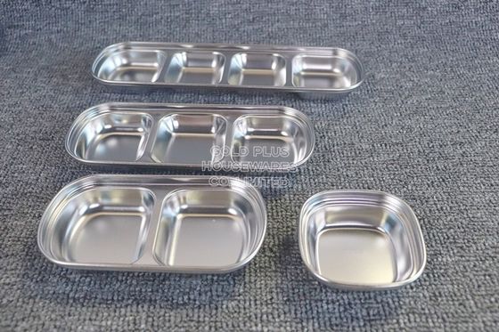 Wholesale updated 1-4 compartments sauce dish set tableware food grade 304 stainless steel sauce dish supplier