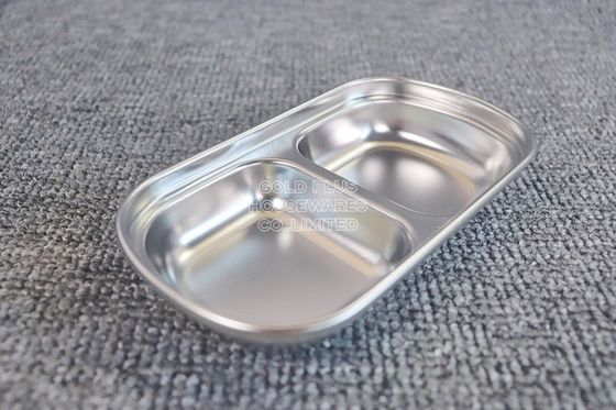 Supplies rectangular dinner dish plate  4 compartments stainless steel tableware silver sushi saucer dish supplier