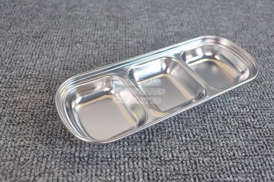 Supplies rectangular dinner dish plate  4 compartments stainless steel tableware silver sushi saucer dish supplier